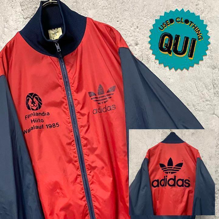 レア90s EURO古着○アディダス 企業プリント ナイロンジャケット メンズL