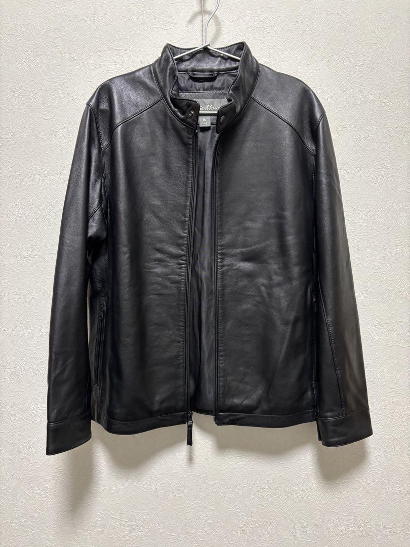 エディバウアー　eddie bauer 黒 レザー シングルライダースジャケット