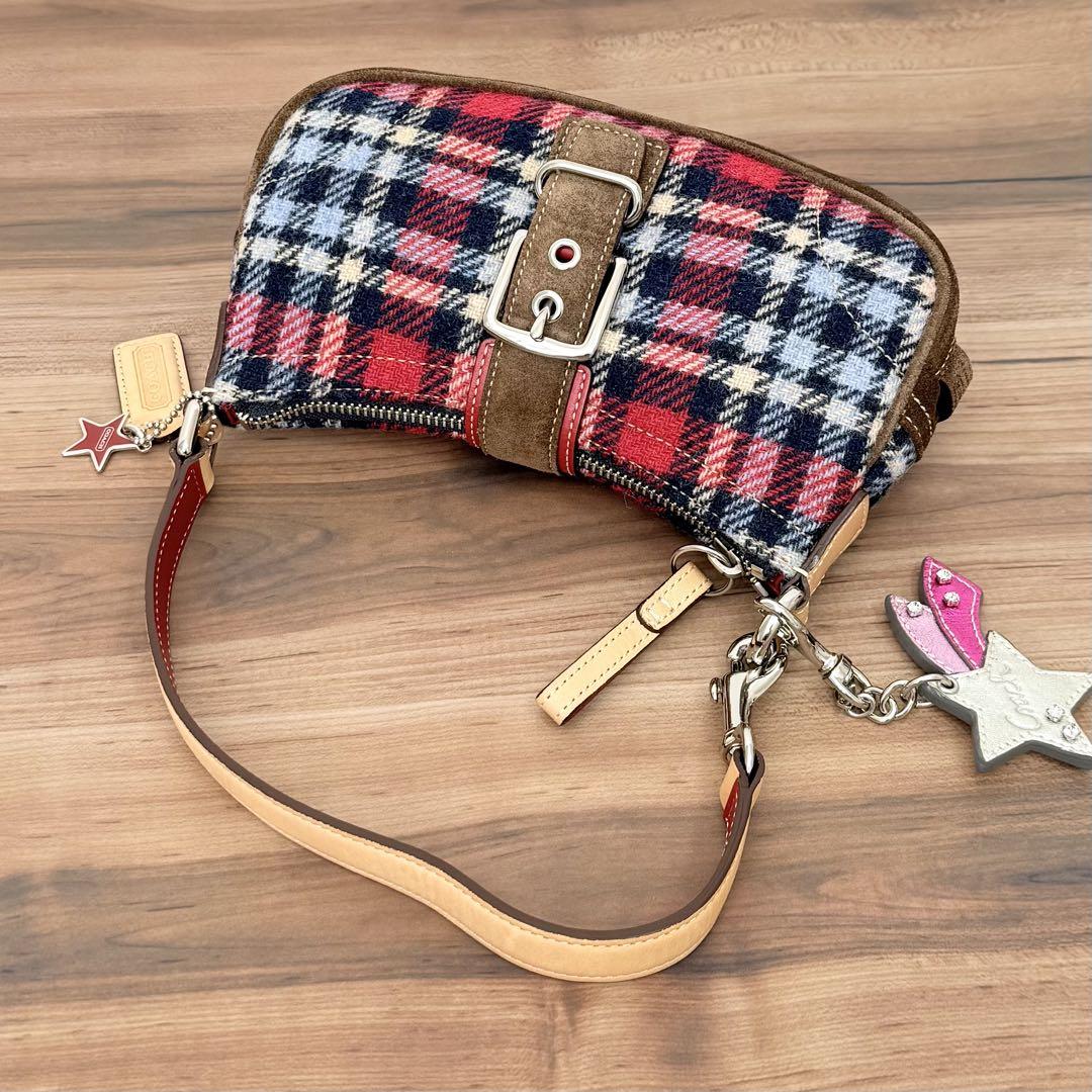 公式ファッションブランド通販サイト COACH ツイード チェック アクセサリーポーチ ハンドバッグ バッグ