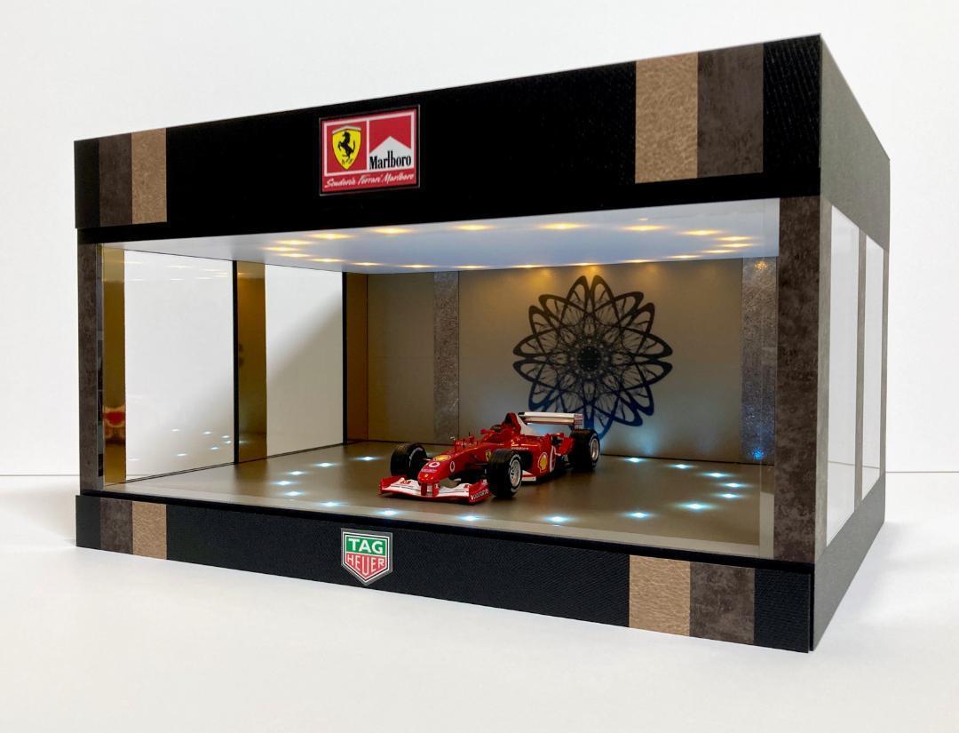 1/18、2〜3台展示可・BR梨地＆円形照明・ディスプレーBOX /ネオジオラマ