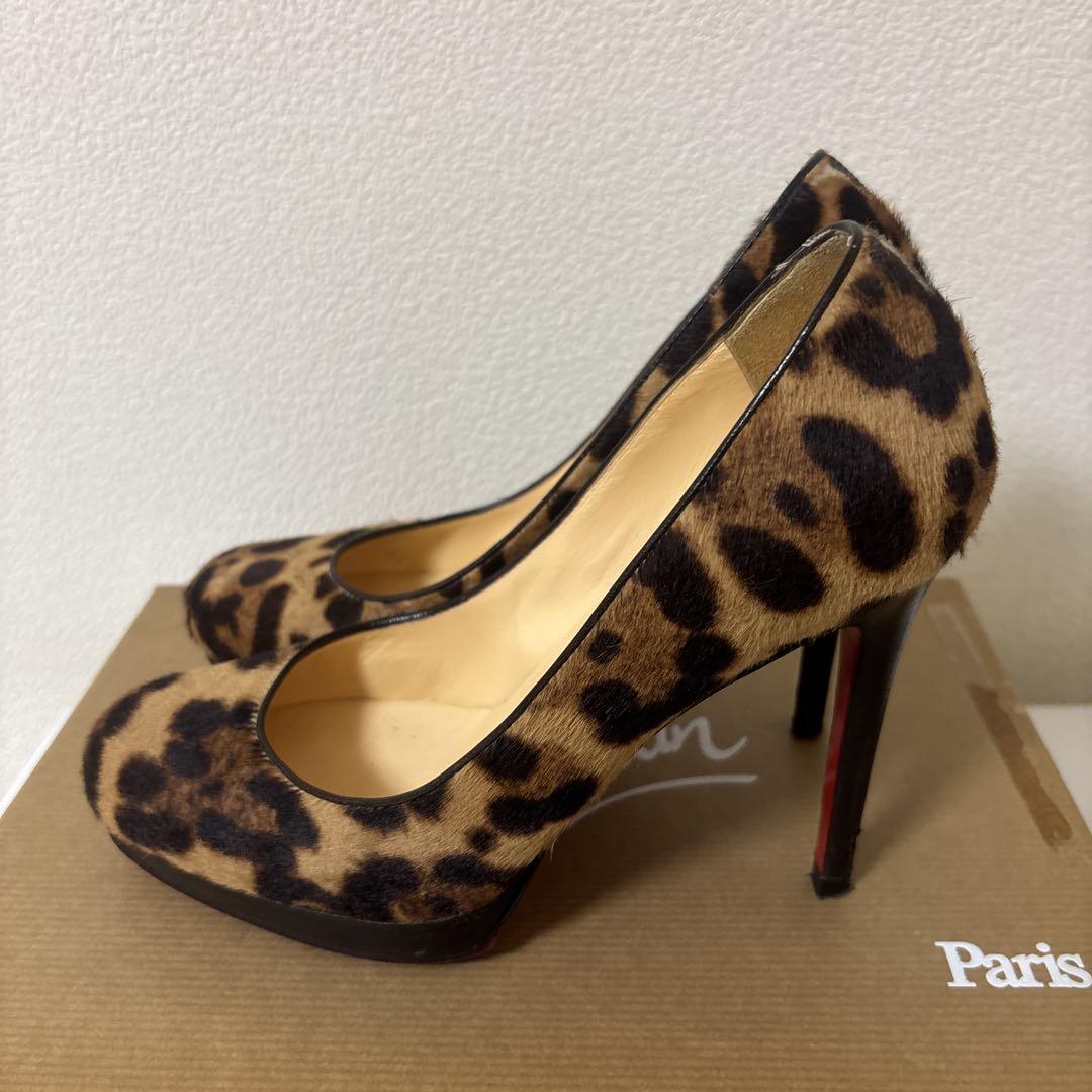Christian Louboutin ハラコ レオパード パンプス