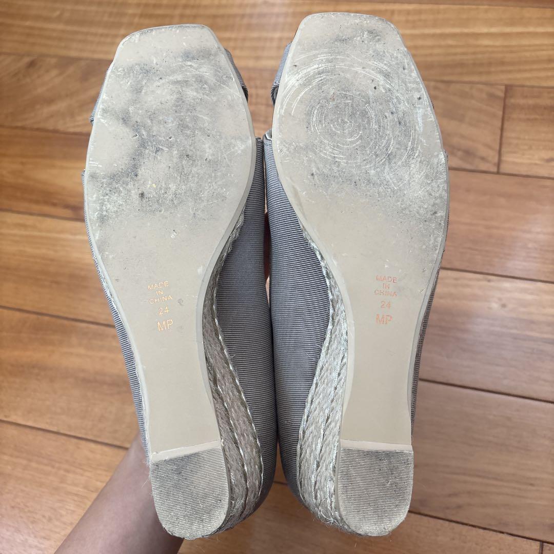 未使用級★ダイアナ 24cmウェッジソールエスパドリーユ　オープントゥパンプス