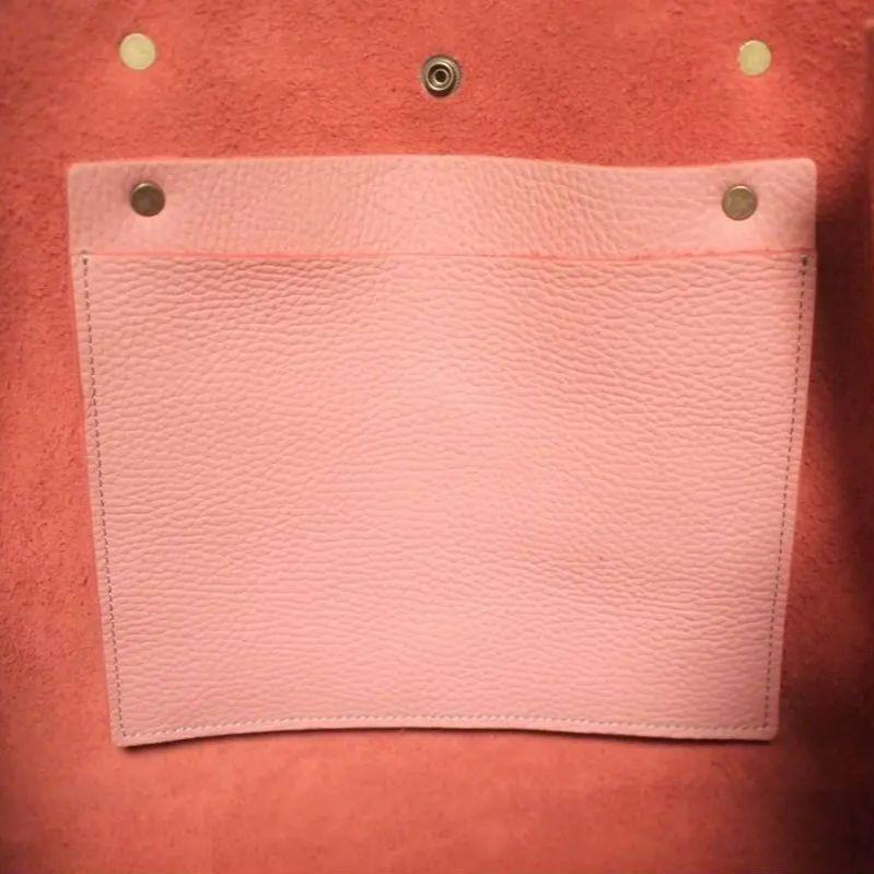 ハンドメイド 本革 トートバッグ シュリンク型押し ピンク