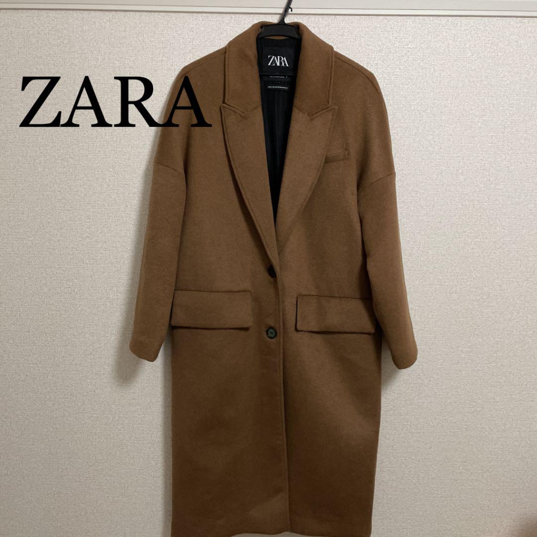 ZARA ロングチェスターコート キャメル