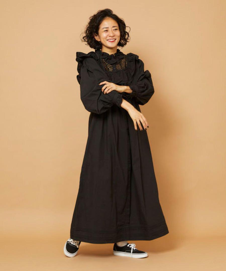 【新品未使用品】フリーダ レースフリルドレス ブラック フリーサイズ
