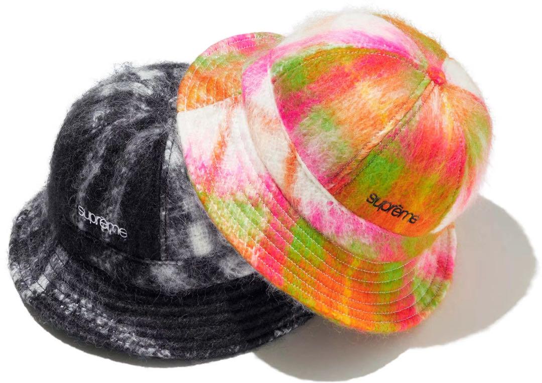 Supreme 25ss Mohair Plaid Bell Hat Black