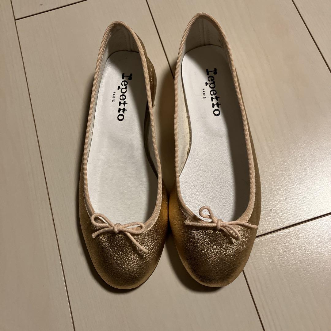 美品★レペット repetto バレエシューズ リボン ピンクゴールド