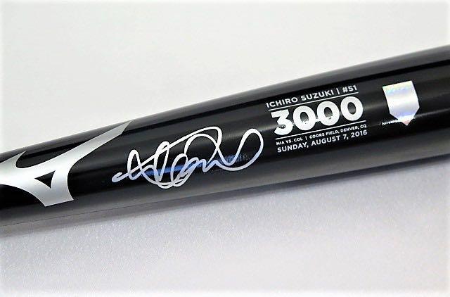 イチロー直筆サイン3000本安打記念2016年マーリンズ配布限定版バット SnOHF-m78599298254 在庫爆買い