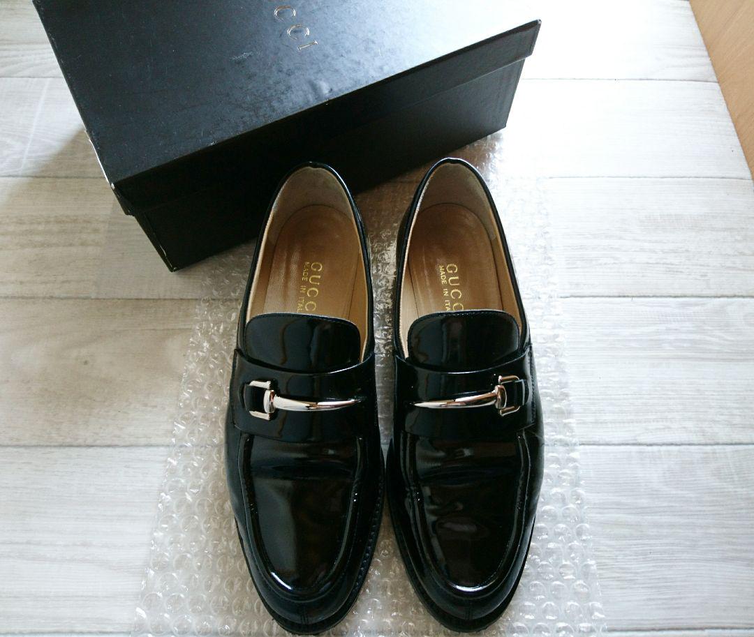 GUCCI 黒 エナメル ローファー 38 グッチ