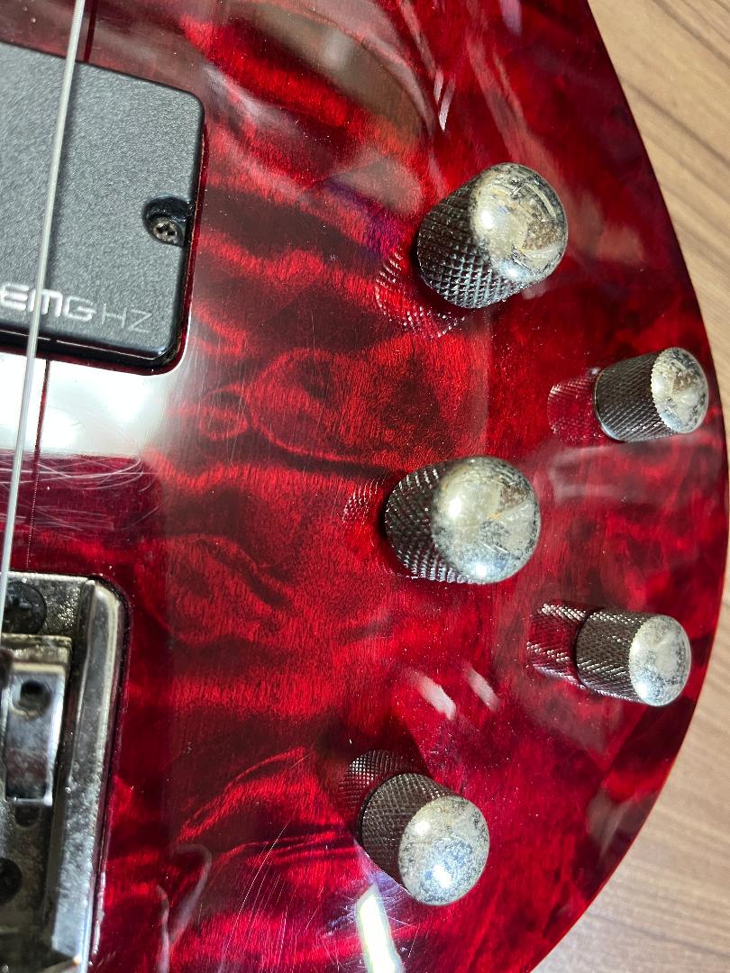 IBANEZ シースルーレッド キルティッドトップ EMGHZ 3バンドEQ
