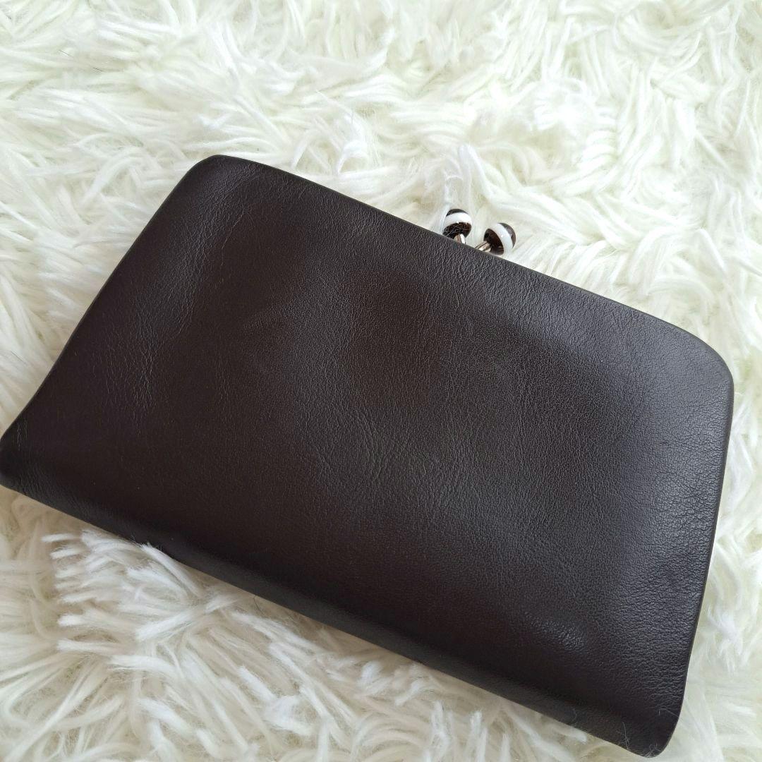 【美品】アニエスベー レザー がま口 二つ折り財布 PAW07-03 ブラウン ウォレット (PAW07－03) ｜agnès b. VOYAGE FEMME（アニエスベー