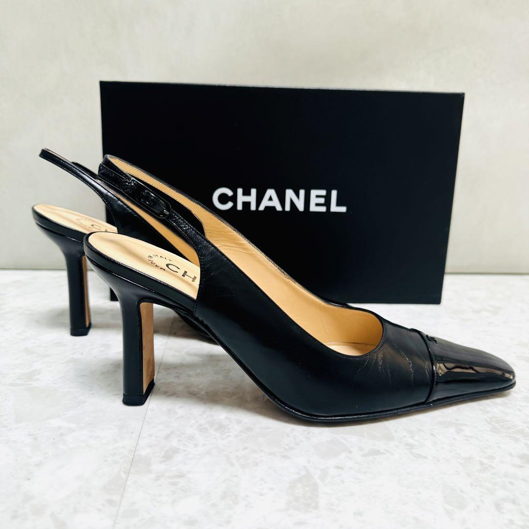 極美品】CHANEL シャネル パンプス バックストラップ レザー 極美品】CHANEL シャネル パンプス バックストラップ レザー