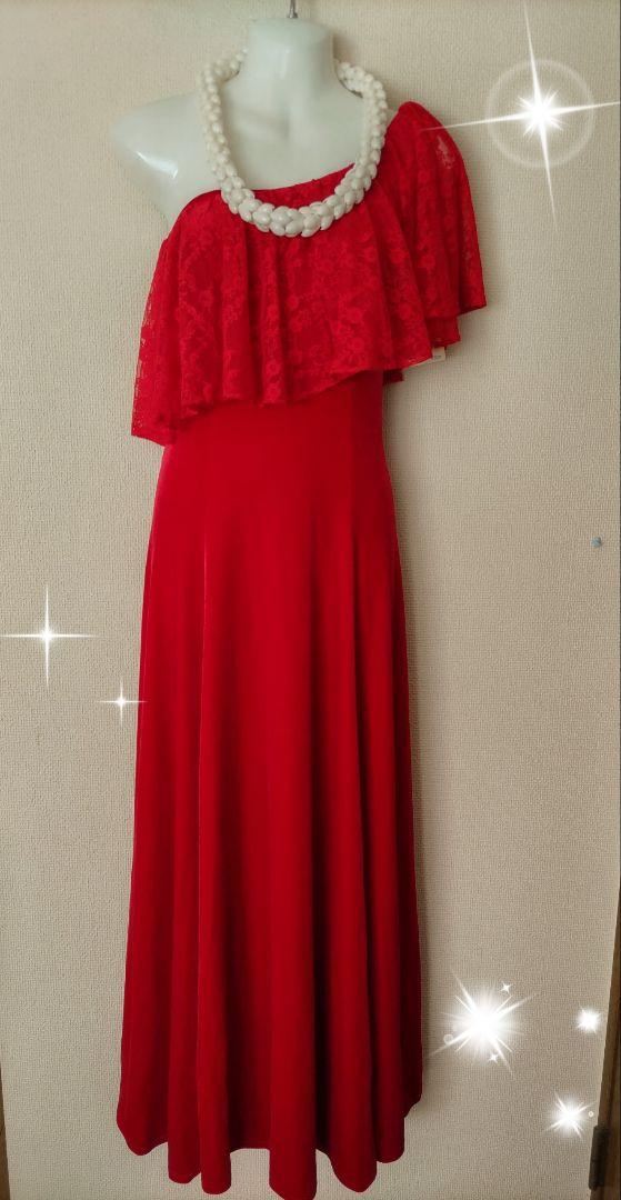[新品]〈u'i no! 〉ベルベットドレス★ 赤 ★ハワイ製★フラダンス