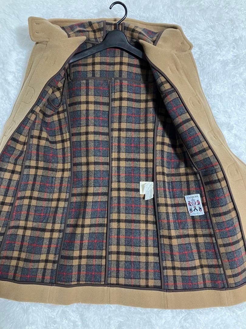 ✨極美品✨カリバーン ダッフルコート チェック 水牛 トグル 英国製 キャメル