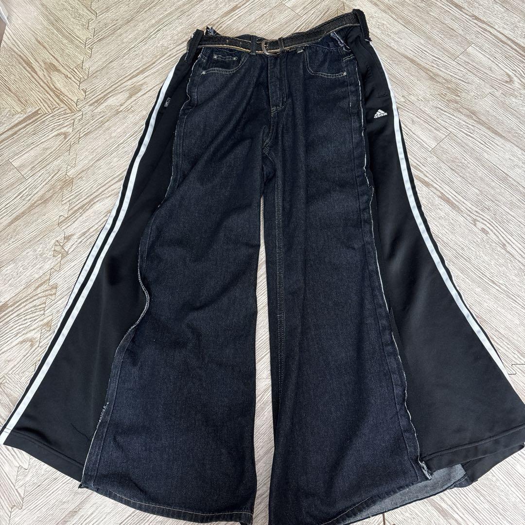 最高品質の バギーデニム adidas 古着 メルカリ - フレア Y2K opium archive パンツ