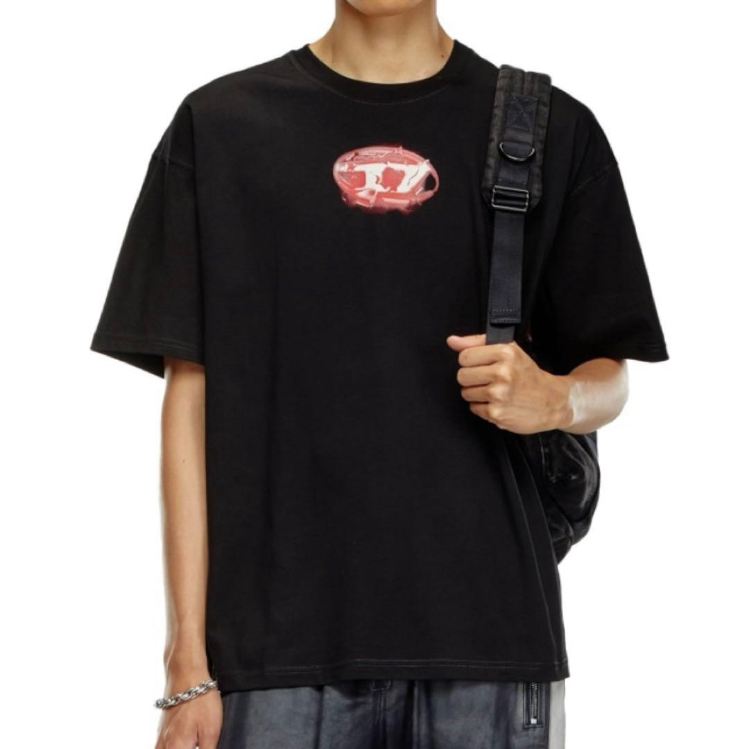 【新品】DIESEL ディーゼル／コントラスト オーパルDロゴTシャツ L
