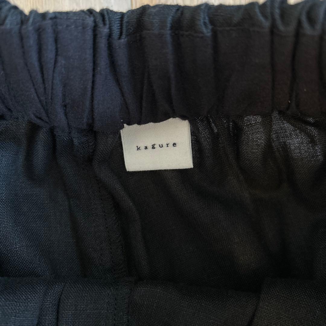 かぐれ リネンワイドパンツ ブラック 黒 ワイドパンツ