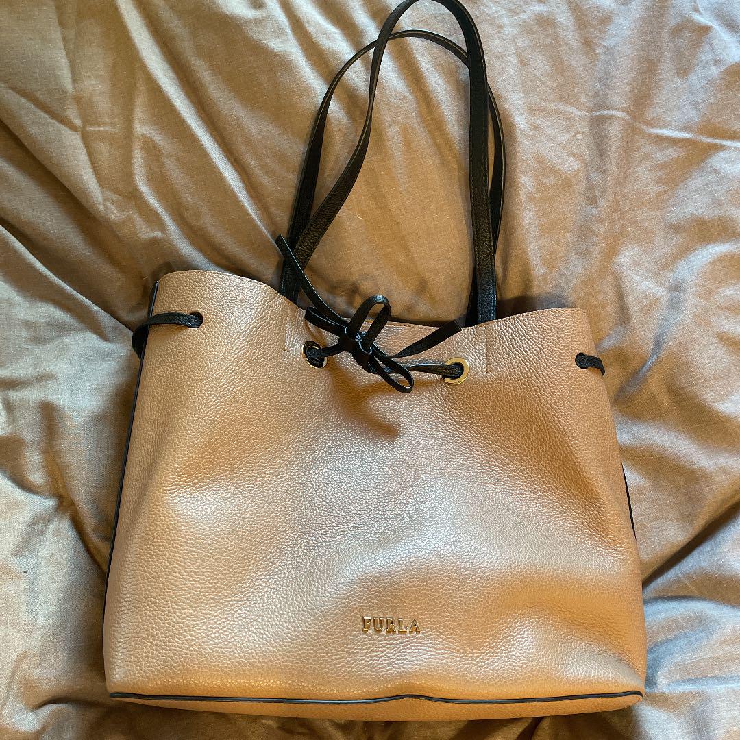 好評定番 最終お値下げ 未使用 FURLA トートバッグ ベージュ 黒 yj4VC-m78660598417 大得価即納
