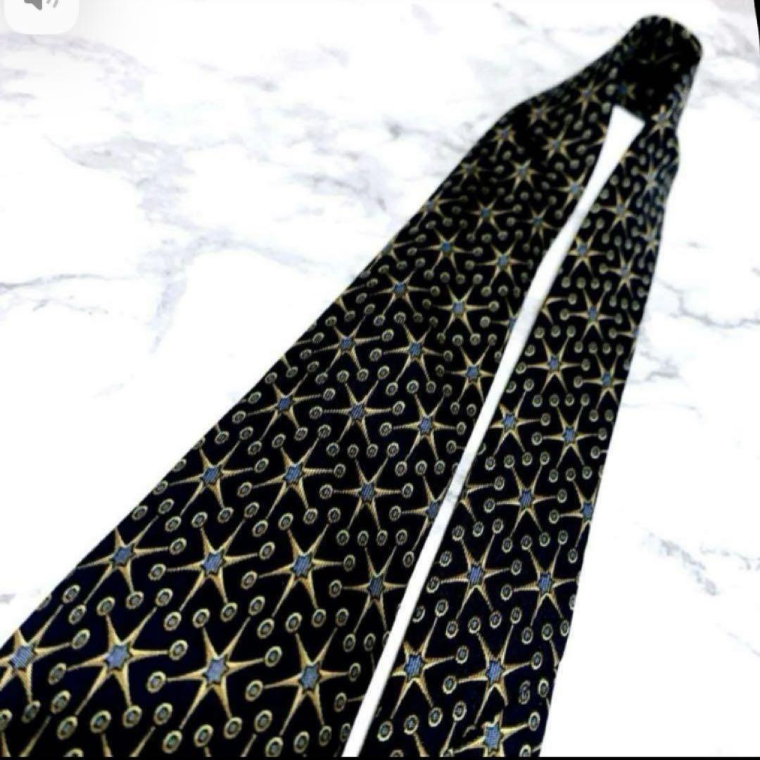 ♡極美品♡HERMES エルメスネクタイ　　スターブルー　シルク100％