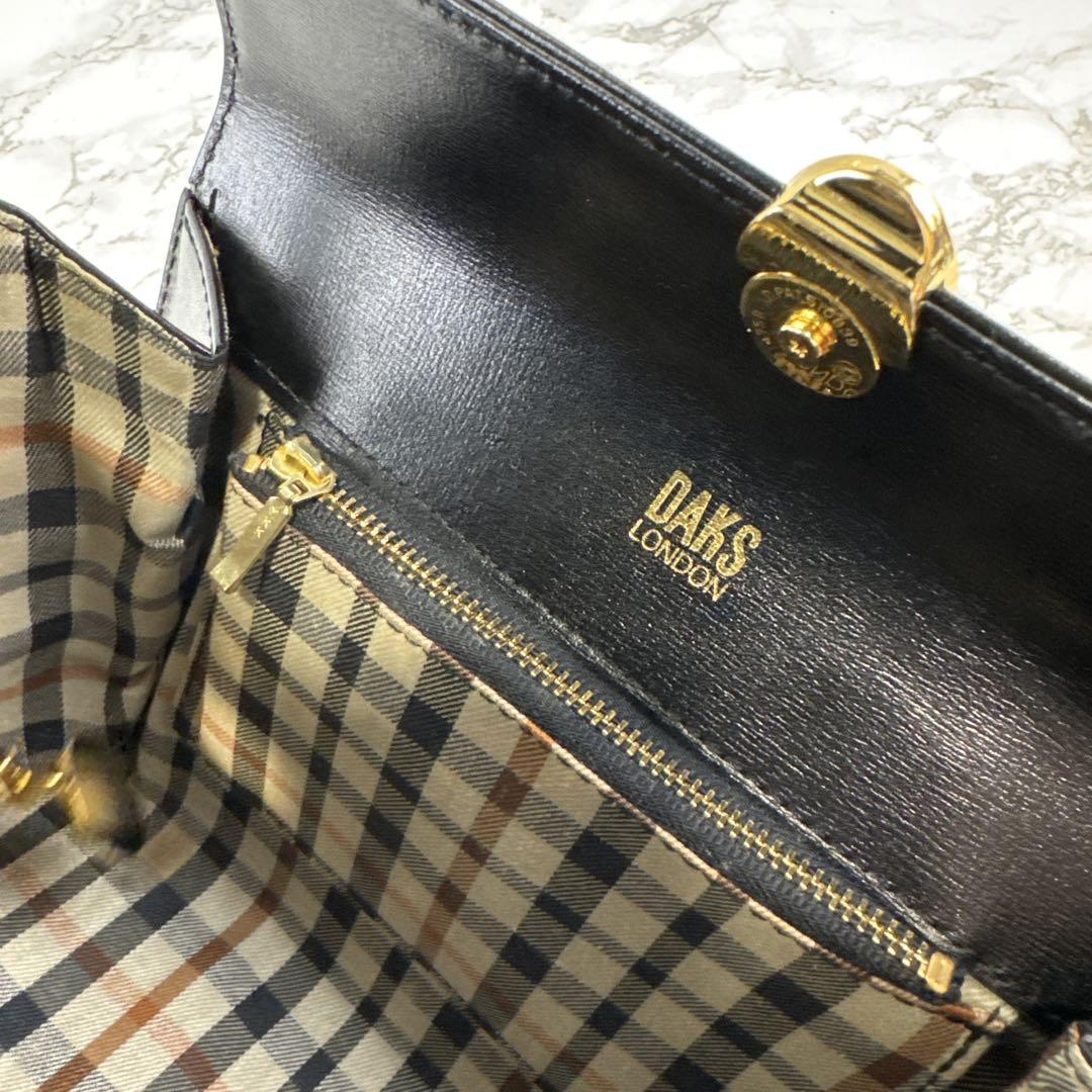 DAKS ダックス 本革 レザー フォーマル ミニ ハンドバッグ 黒
