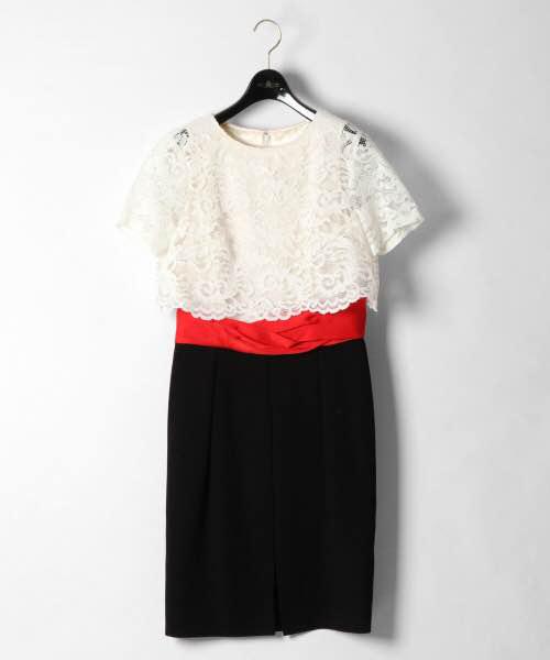 GRACE CONTINENTAL ホワイトのレース配色タイトワンピース GRACE CONTINENTAL ホワイトのレース配色タイトワンピース