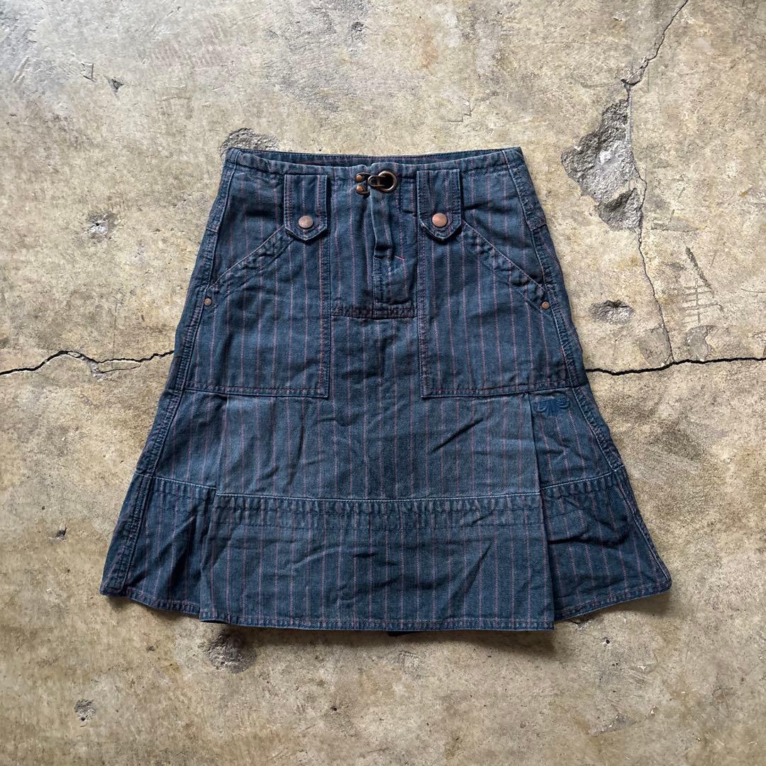 DIESEL strip pattern denim skirt y2k