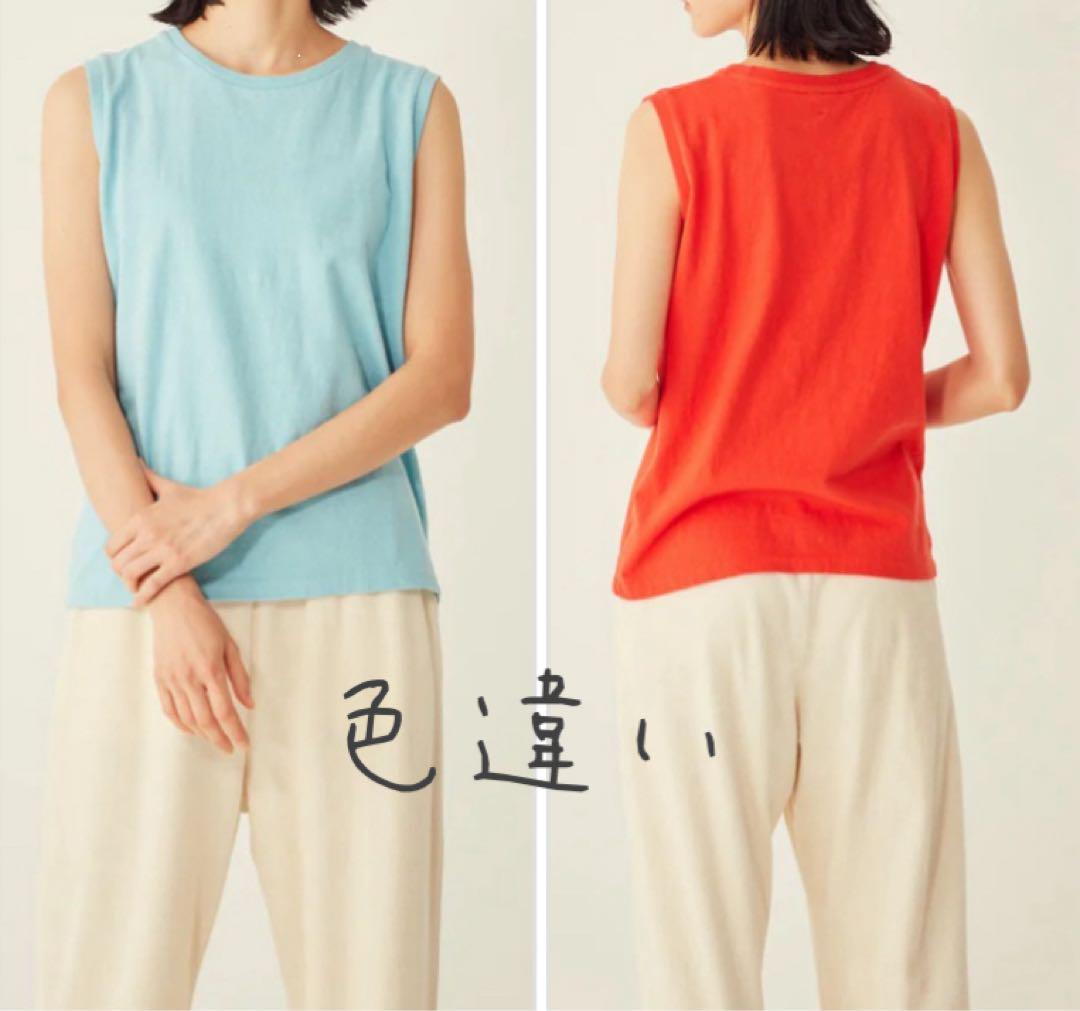 日本製//上質コットン ノースリーブTシャツ