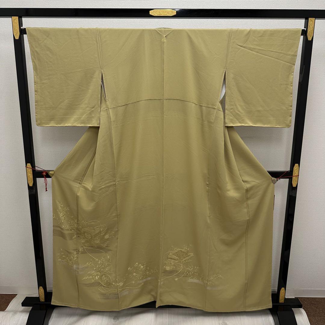 汕頭刺繍 蘇州刺繍 相良刺繍 付下げ 裄66 着物 正絹 一つ紋 RK