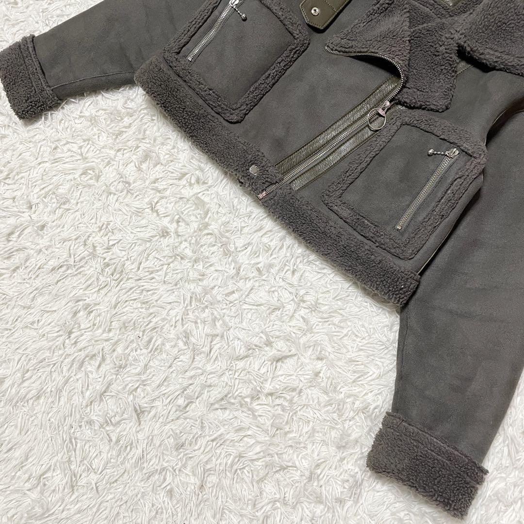 男性に人気！ 完売品 グレー ライダース ジャケット ボア ムートン juemi ジュエミ ジャケット・アウター