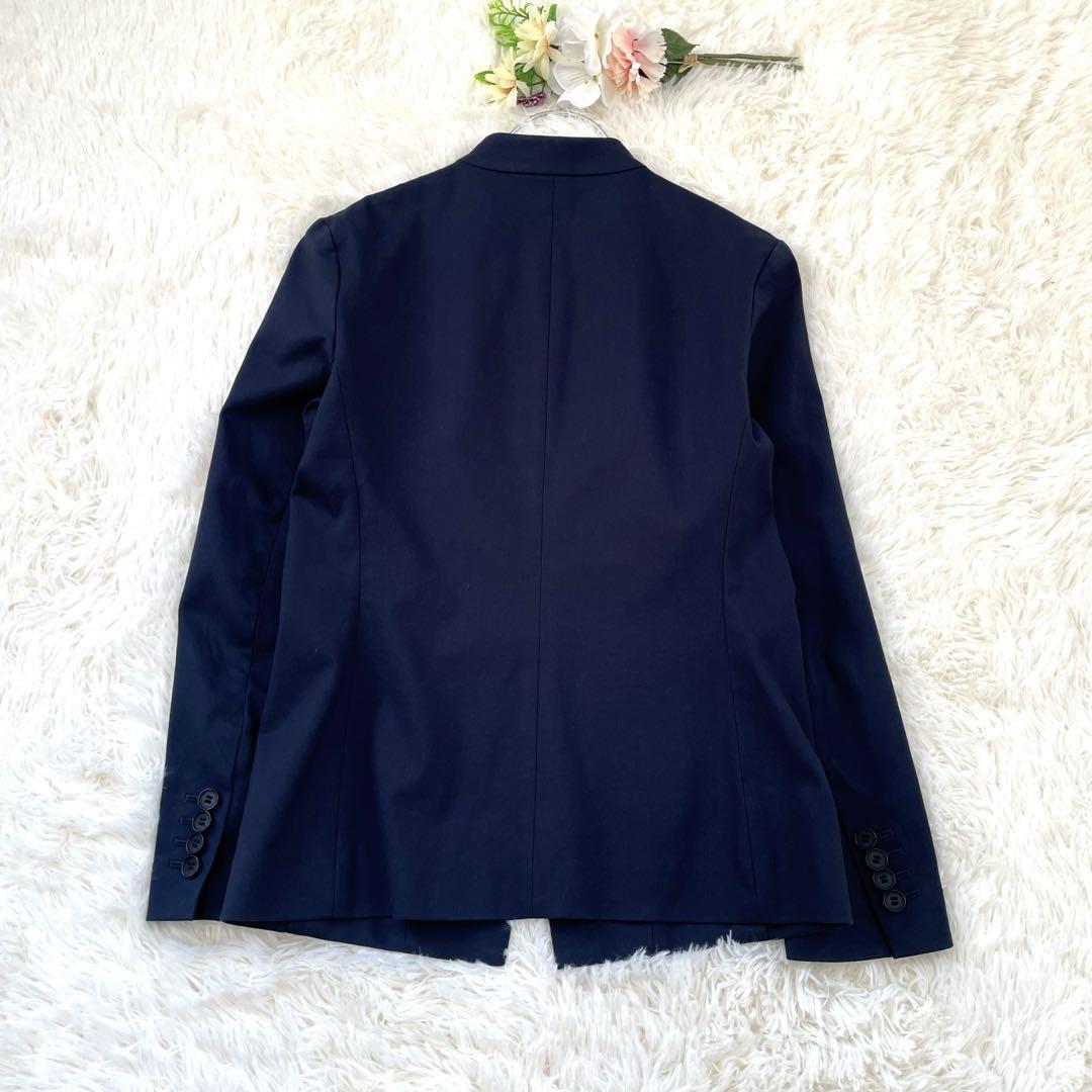 セオリーリュクス✨ノーカラー　ジャケット　ストレッチ　濃紺　M