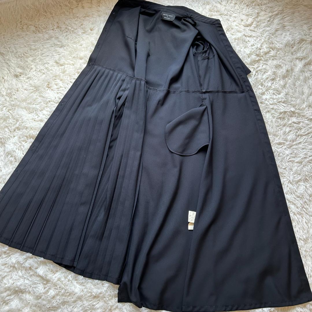 【美品・タグ】UNITED TOKYO サイズ０　アシメプリーツワンピース 黒