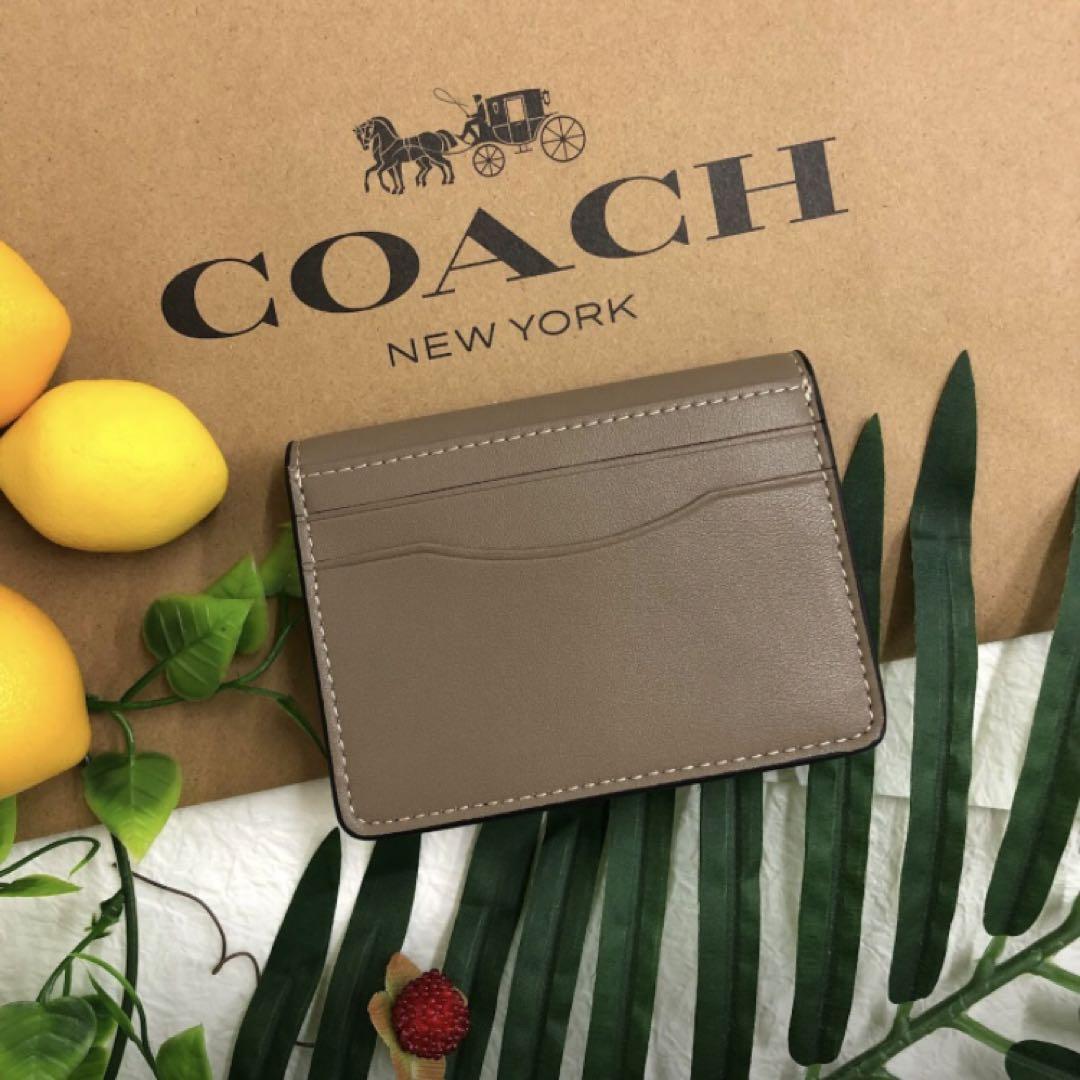 COACH コーチ 名刺入れ チャコール ゴールドロゴ