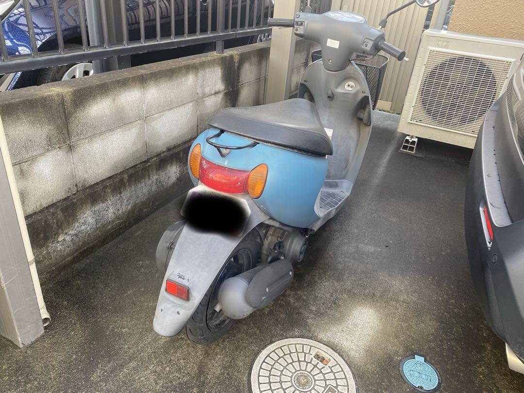 SUZUKI レッツ4 青色バイク メッシュバスケット付き 不動車