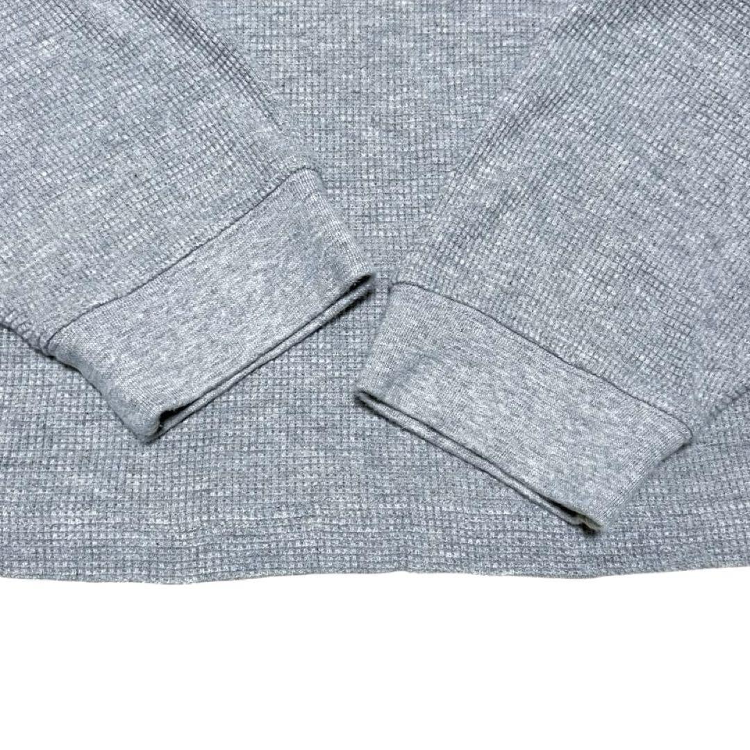 Eddie Bauer ヘンリーネックワッフルカットソー 杢グレー