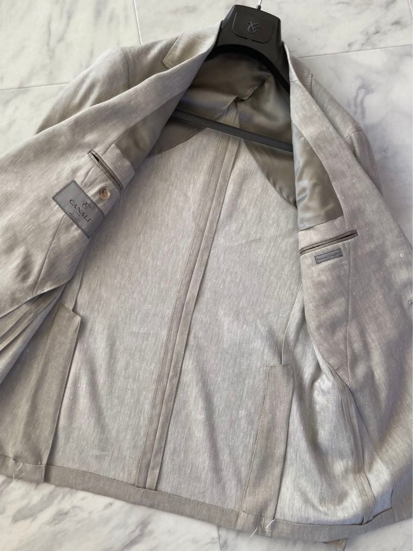 新品未使用】Canali(カナーリ) 高級 リネン混セットアップ スーツ