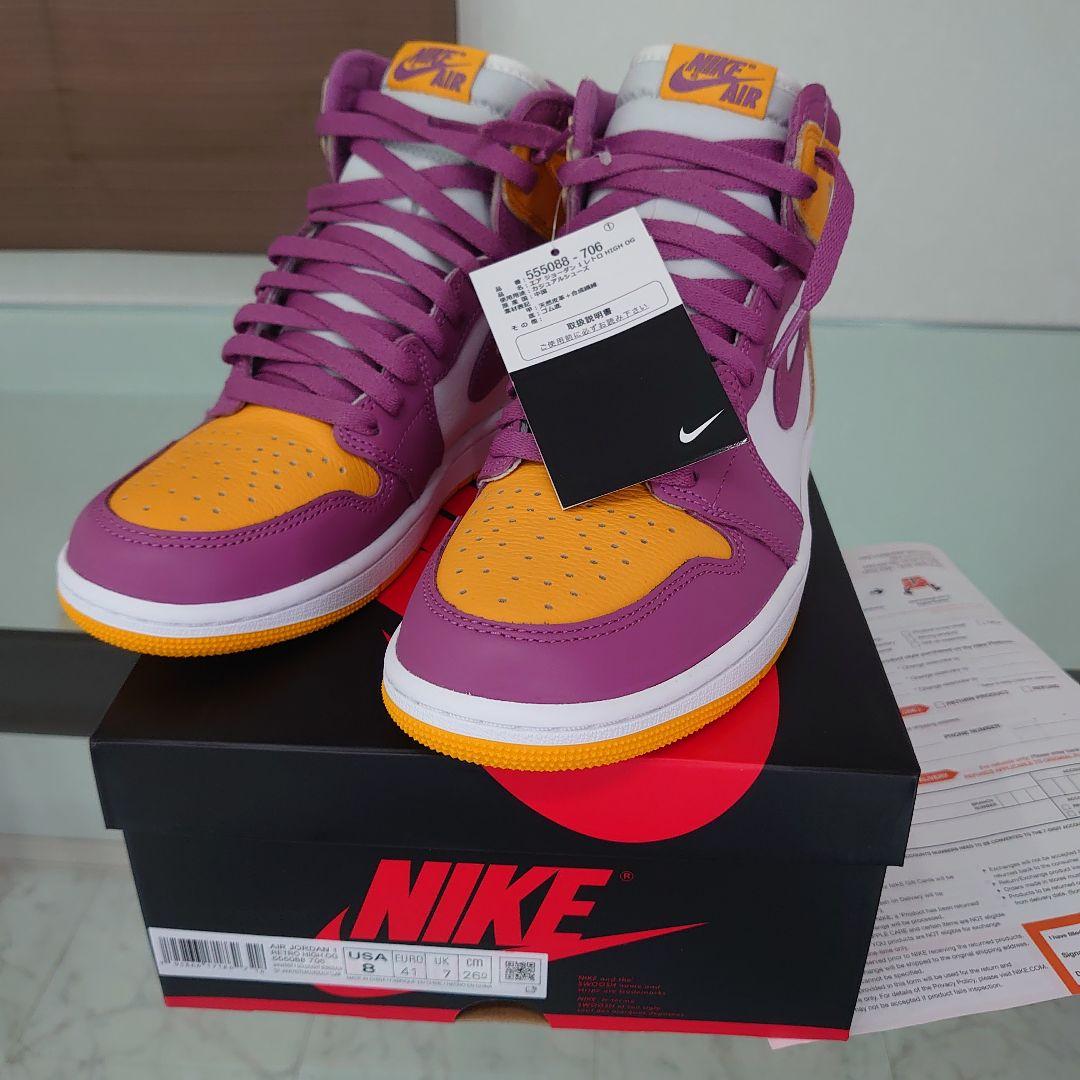 新品未使用品 NIKE ナイキ エアジョーダン1 ハイ OG ブラザーフッド 画像2