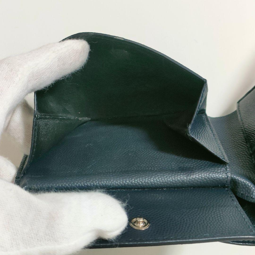 大人気　サンローラン　SAINT LAURENT 二つ折り財布　ネイビー　レザー