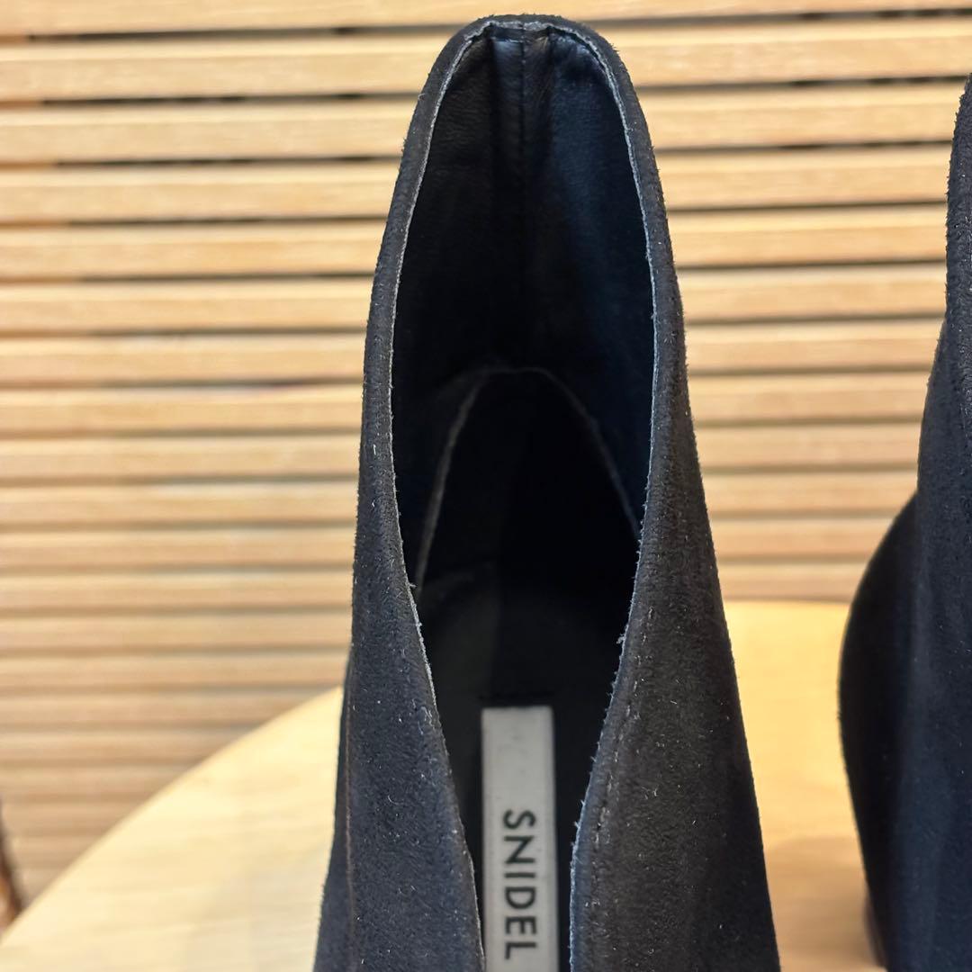 超美品 SNIDEL スナイデル オープントゥスリットブーティ ブラックM