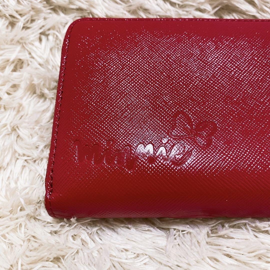 サマンサタバサ　ミニーマウス　コレクション　長財布　牛革　レッド　型押し　希少
