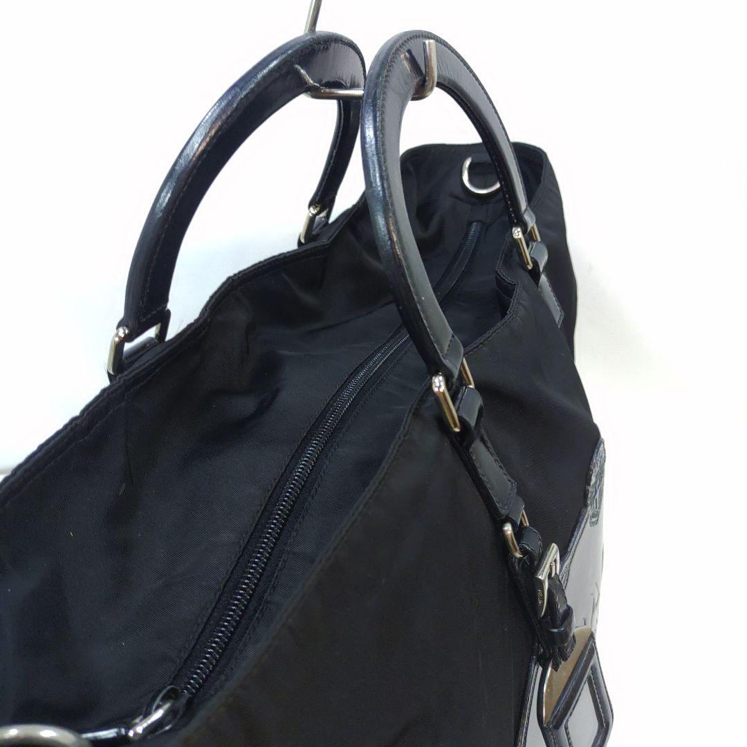 プラダ トートバッグ 2way ショルダー レザー×ナイロン 大容量 ブラック
