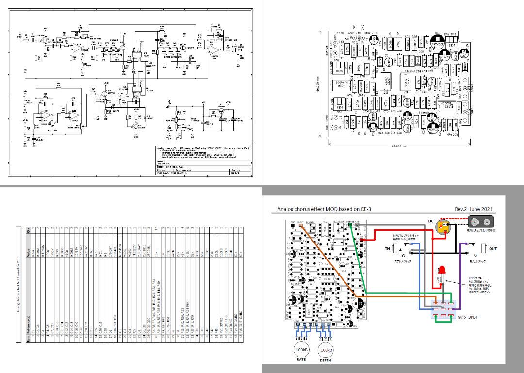 BBDアナログコーラス(BOSS CE-3 モディファイ)制作用プリント基板