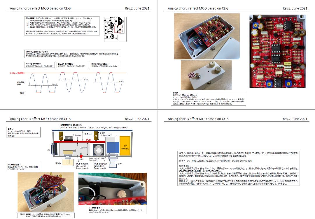 BBDアナログコーラス(BOSS CE-3 モディファイ)制作用プリント基板