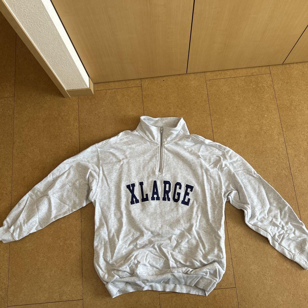 XLARGE ARCH LOGO HALF ZIP SWEATSHIRT グレー