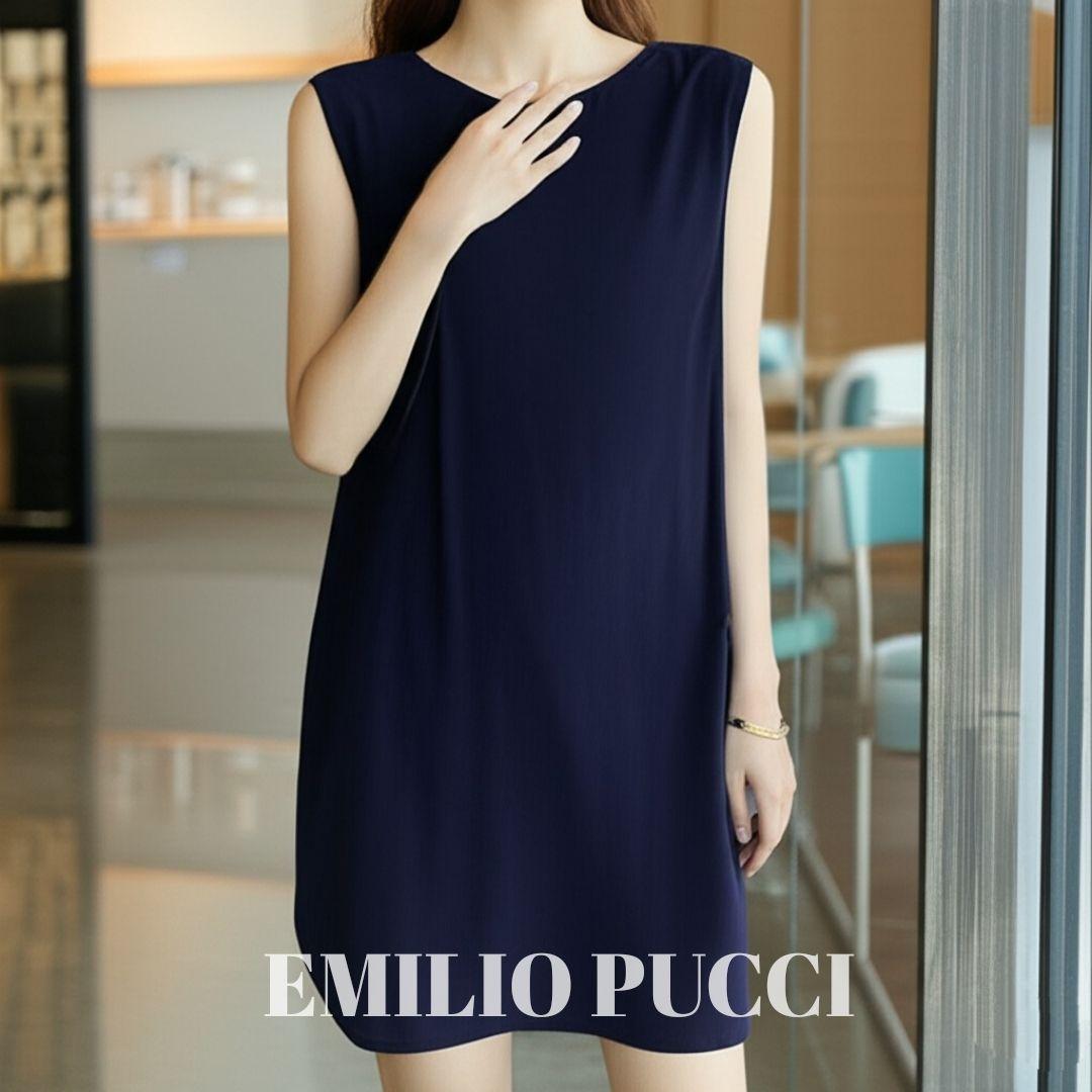 【美品】EMILIO PUCCI エミリオプッチ ワンピース ネイビー 36 S