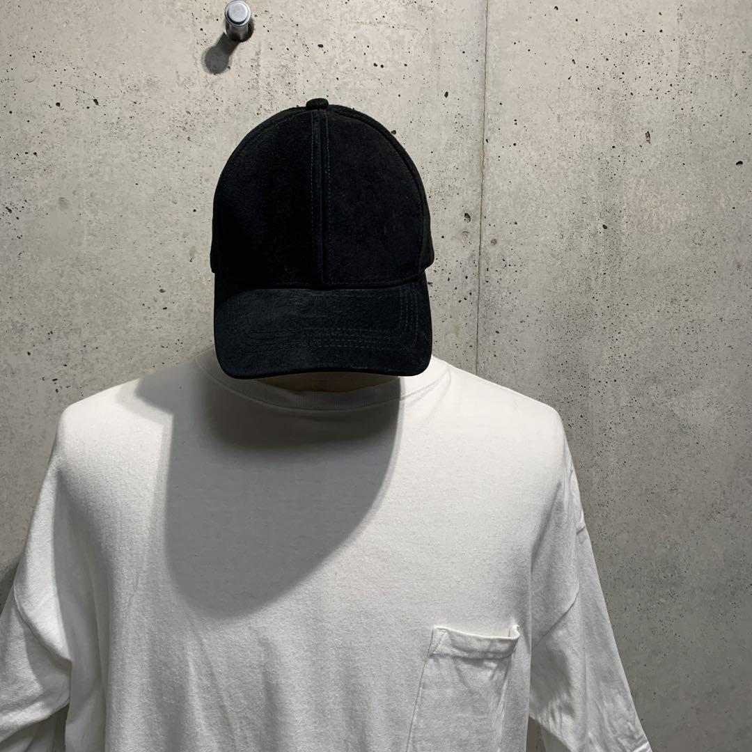 unknown USA製 レザーキャップ　ピッグレザー　スエードレザー　黒