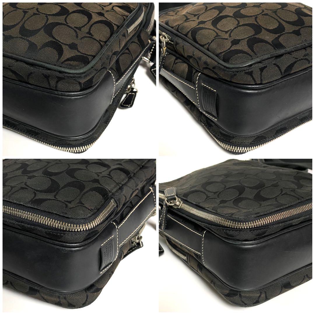 COACH シグネチャー ショルダーバッグ キャンバス×レザー 斜め掛け