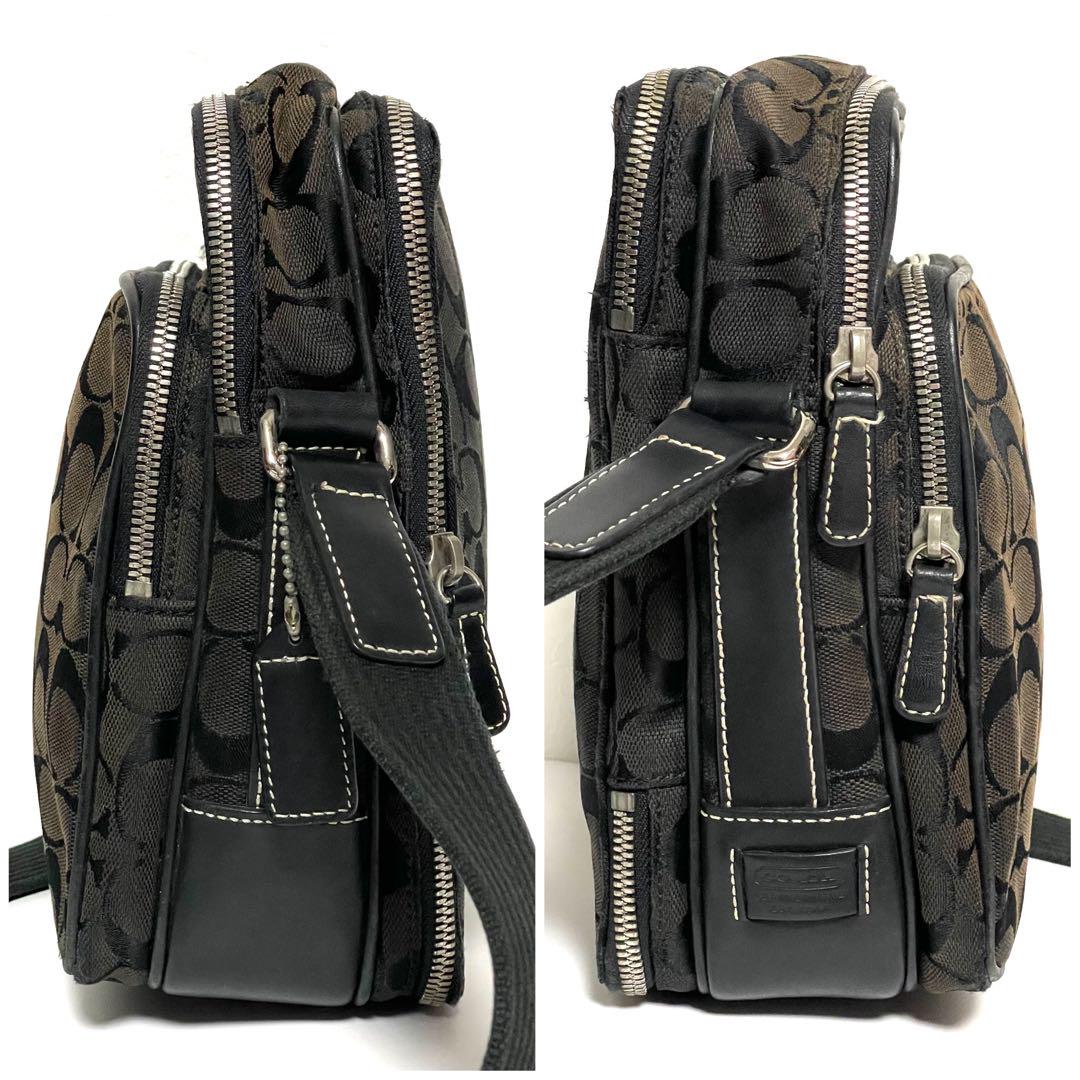 COACH シグネチャー ショルダーバッグ キャンバス×レザー 斜め掛け
