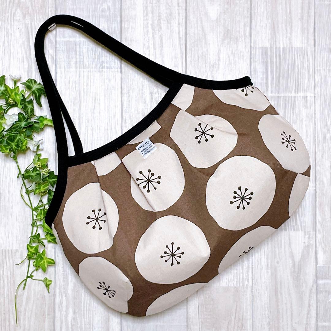 北欧　サークル柄（ブラウン）　　グラニーバッグ　ハンドメイド