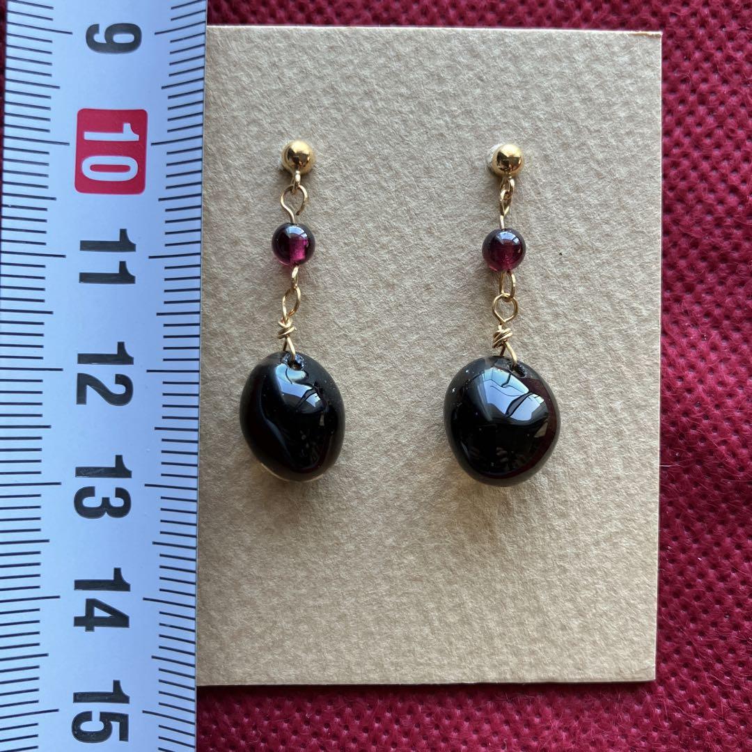 未使用品 手作り品 天然石ピアス K18