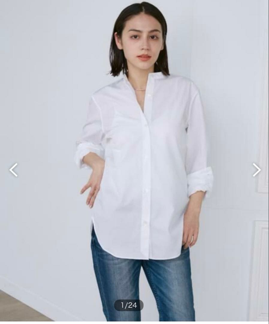 イネド　バンドカラーシャツ　白　ホワイト　7号　セオリーパンツセット